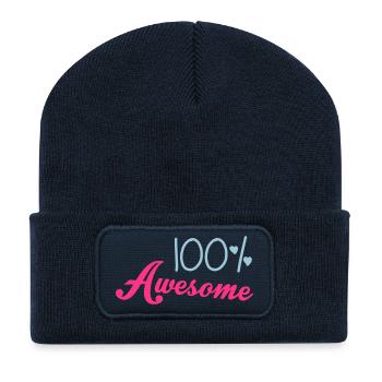 100% Awesome - Beanie recyclé à patch - bleu marine - Devant