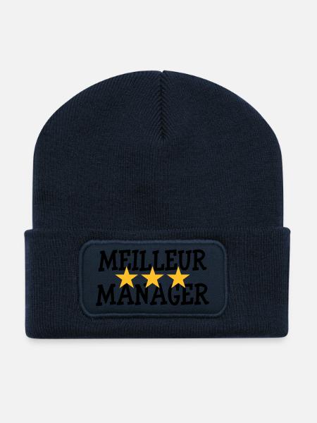 Meilleur Manager - Beanie recyclé à patch - bleu marine