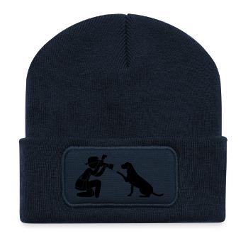 Fotograf Journalist Hund - Recycelte Patch Beanie - French Navy - Vorne