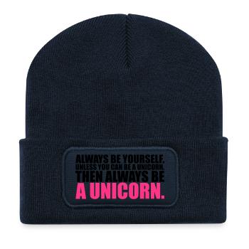 always be yourself unicorn funny - Recycelte Patch Beanie - French Navy - Vorne