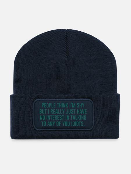 Geek | People think I'm shy - Recycled Patch Beanie - french navy