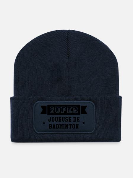 Badminton / Badiste / Tennis / Raquette / Sport - Beanie recyclé à patch - bleu marine