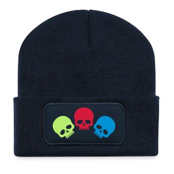 Drei Totenköpfe - Recycelte Patch Beanie - French Navy - Vorne