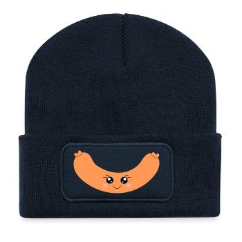 Kawaii Hotdog Wurst - Recycelte Patch Beanie - French Navy - Vorne