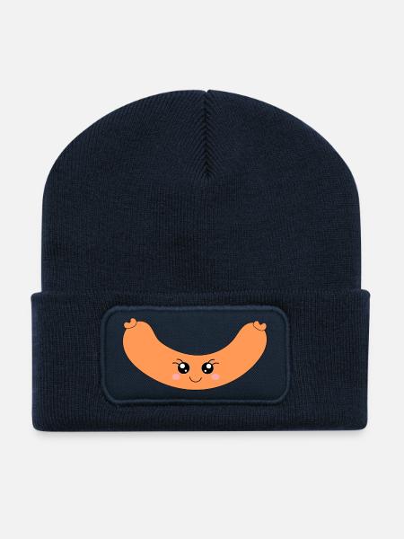 Kawaii Hotdog Wurst - Recycelte Patch Beanie - French Navy
