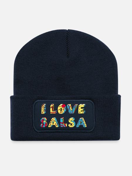 I love Salsa Tanz Musik Rueda positiv - Recycelte Patch Beanie - French Navy