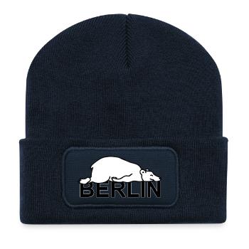 Berlin Der faule Paule Deutschland Berliner Bär - Recycelte Patch Beanie - French Navy - Vorne