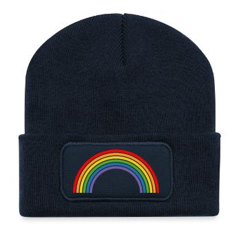 Regenbogen - Recycelte Patch Beanie - French Navy - Vorne