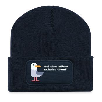 sei eine pixel Möwe - Recycelte Patch Beanie - French Navy - Vorne