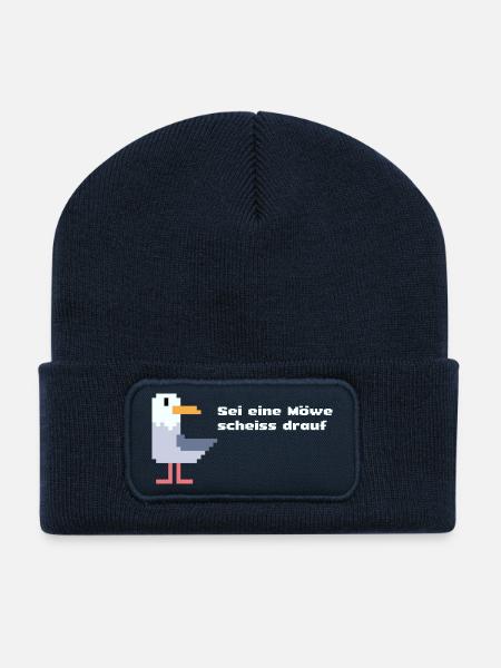 sei eine pixel Möwe - Recycelte Patch Beanie - French Navy
