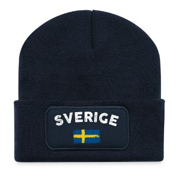 Sverige Brush Nordic Flagge - Recycelte Patch Beanie - French Navy - Vorne