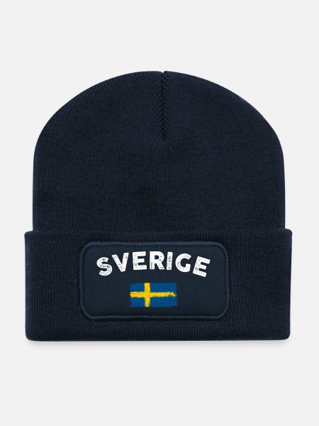 Sverige Brush Nordic Flag - Recycled Patch Beanie - french navy