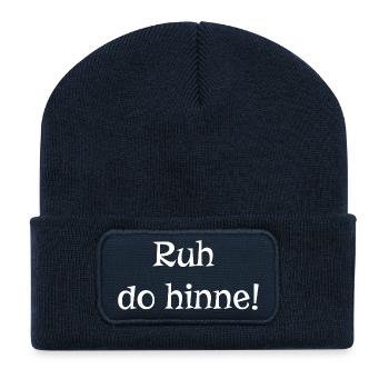 lustiges pfälzer statement, ruh do hinne - Recycelte Patch Beanie - French Navy - Vorne