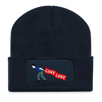 MEN PULL LOVE Banner - Recycelte Patch Beanie - French Navy - Vorne