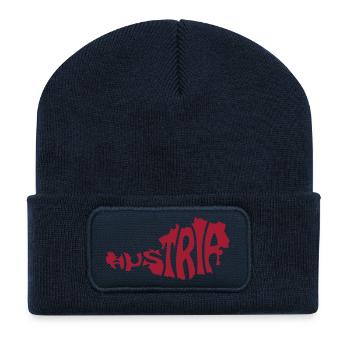 Austria Map Typography - Recycled Patch Beanie - french navy - Front