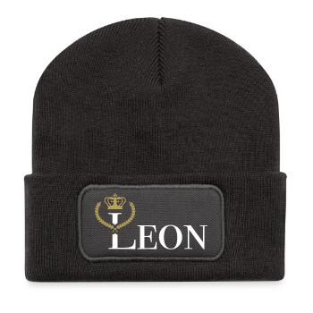 LEON - royal - Vectorgraphic - Recycled Patch Beanie - dark grey - Front