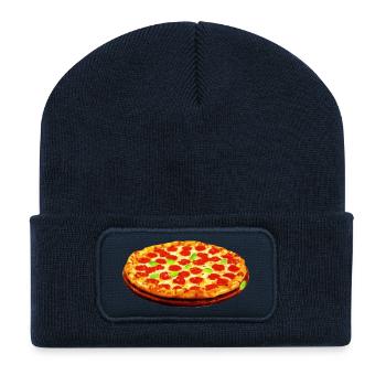 Pizza - Beanie recyclé à patch - bleu marine - Devant