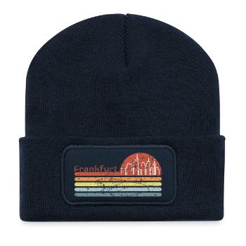 Frankfurt Retro Style Skyline Vintage Motiv - Recycelte Patch Beanie - French Navy - Vorne