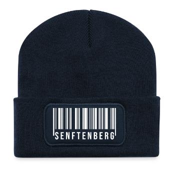 Senftenberg Strichcode - Recycelte Patch Beanie - French Navy - Vorne