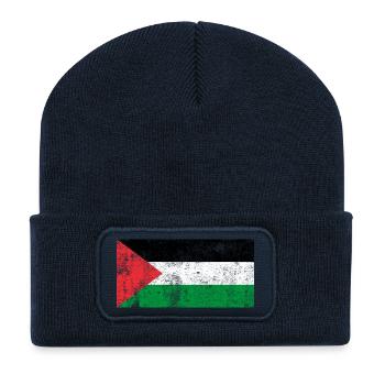 Palästina Flagge Fahne Grunge Retro Vintage - Recycelte Patch Beanie - French Navy - Vorne