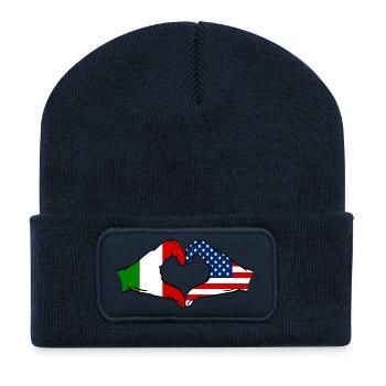 Forme de coeur Italie USA avec les mains - Beanie recyclé à patch - bleu marine - Devant