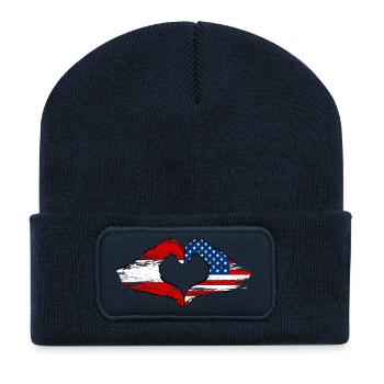 Austria USA heart shape with hands used - Recycled Patch Beanie - french navy - Front