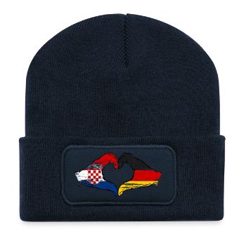 Croatia Germany Heart shape with hands used - Recycled Patch Beanie - french navy - Front