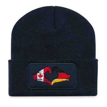 Canada Allemagne forme de coeur avec les mains utilisées - Beanie recyclé à patch - bleu marine - Devant
