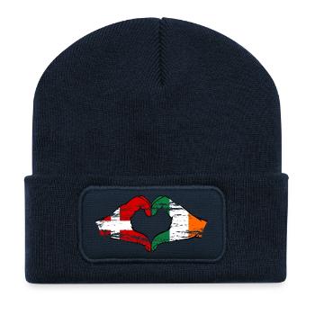 Denmark Ireland Heart Shape with Hands Used - Recycled Patch Beanie - french navy - Front