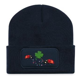 Coccinelle Shamrock chanceux - Beanie recyclé à patch - bleu marine - Devant