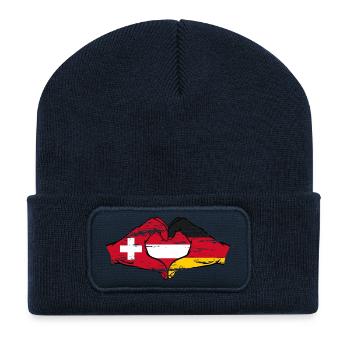 Switzerland Germany Austria Flag Hands Heart - Recycled Patch Beanie - french navy - Front