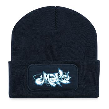 Le mot bleu fait des graffitis - Beanie recyclé à patch - bleu marine - Devant