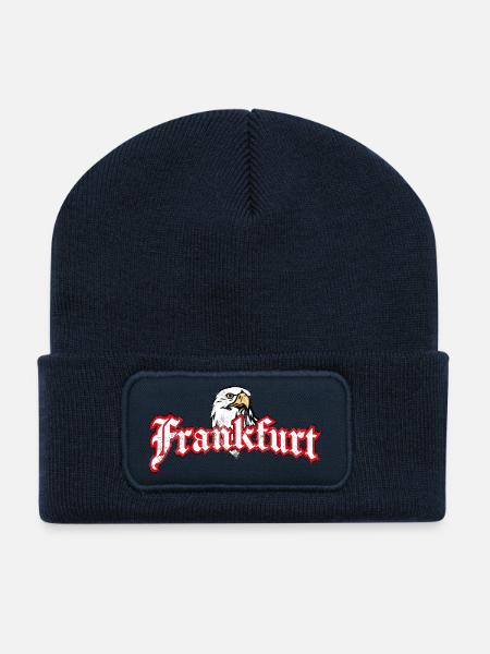 Frankfurt mit Adler und Grunge Effekt - Recycelte Patch Beanie - French Navy
