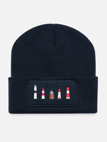 Sylt, Einfach mal Durchatmen, Sylter Leuchttürme - Recycelte Patch Beanie - French Navy