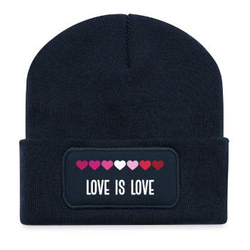 LGBT Pride Month - Love is Love (Lesbian) - Recycled Patch Beanie - french navy - Front