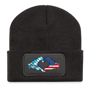 Bavière, USA, Drapeau, Mains, Forme de coeur Utilisé - Beanie recyclé à patch - charbon - Devant