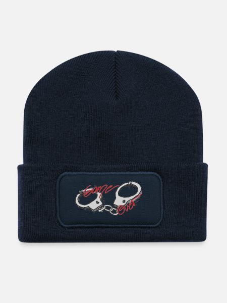 Menottes - game over - dessinées à la main - Beanie recyclé à patch - bleu marine