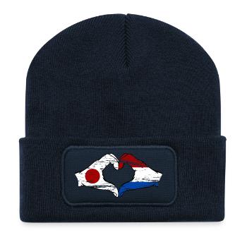 Japan Holland hands heart shape used - Recycled Patch Beanie - french navy - Front