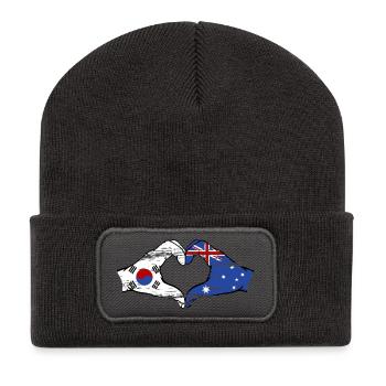 Südkorea Australien Hände Herzform used - Recycelte Patch Beanie - Dunkelgrau - Vorne