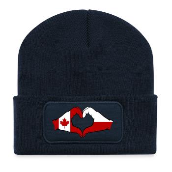 Kanada Polen Flagge Herzform - Recycelte Patch Beanie - French Navy - Vorne