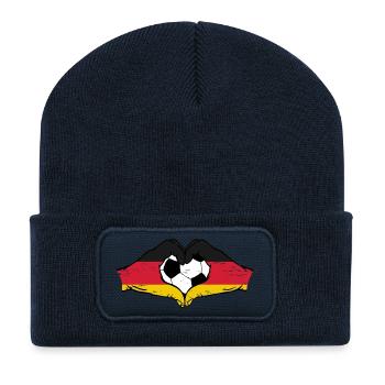 Germany football flag hands heart shape used - Recycled Patch Beanie - french navy - Front
