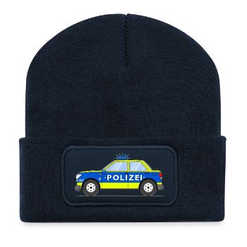 Police car in blue and yellow - Recycled Patch Beanie - french navy - Front
