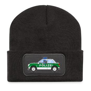 Police car with policeman green and silver - Recycled Patch Beanie - dark grey - Front