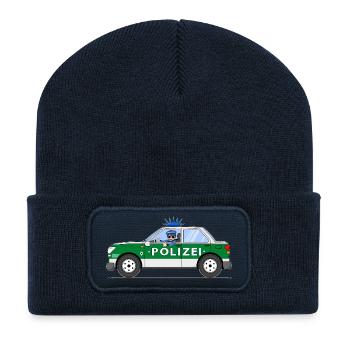 Police car with policeman green and silver - Recycled Patch Beanie - french navy - Front