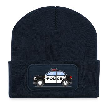 Police Black and White - Recycled Patch Beanie - french navy - Front