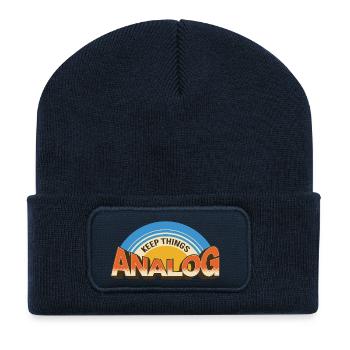 Keep Things Analog – Retro Tech-Statement - Recycelte Patch Beanie - French Navy - Vorne