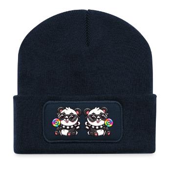 panda lolli 2 - Recycelte Patch Beanie - French Navy - Vorne