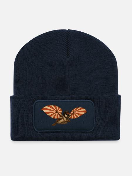 Ulmer Spatz als Schneider von Ulm - Recycelte Patch Beanie - French Navy