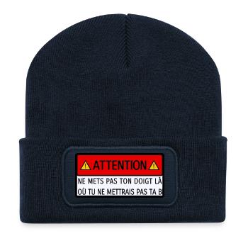 Stecken Sie Ihren Finger nicht dorthin... - Recycelte Patch Beanie - French Navy - Vorne