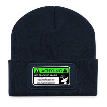 warning - Recycled Patch Beanie - french navy - Front